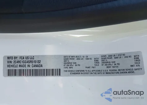 2025 Chrysler Pacifica Limited from USA, damaged, VIN 2C4RC1GG4SR515132